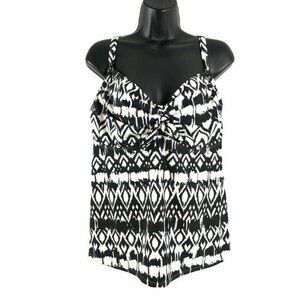 Swimsuits For All‎ Tankini Swim Top Black White